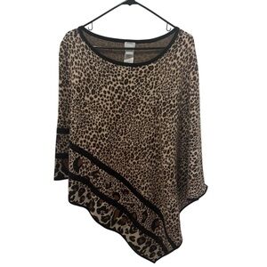 Chico's Animal Print Asymmetrical Knit Poncho Size L/XL
